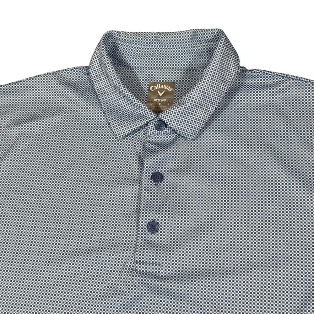 Callaway Opti-Dri Golf Polo Shirt Mens‎ L Blue Geometric Short Sleeve